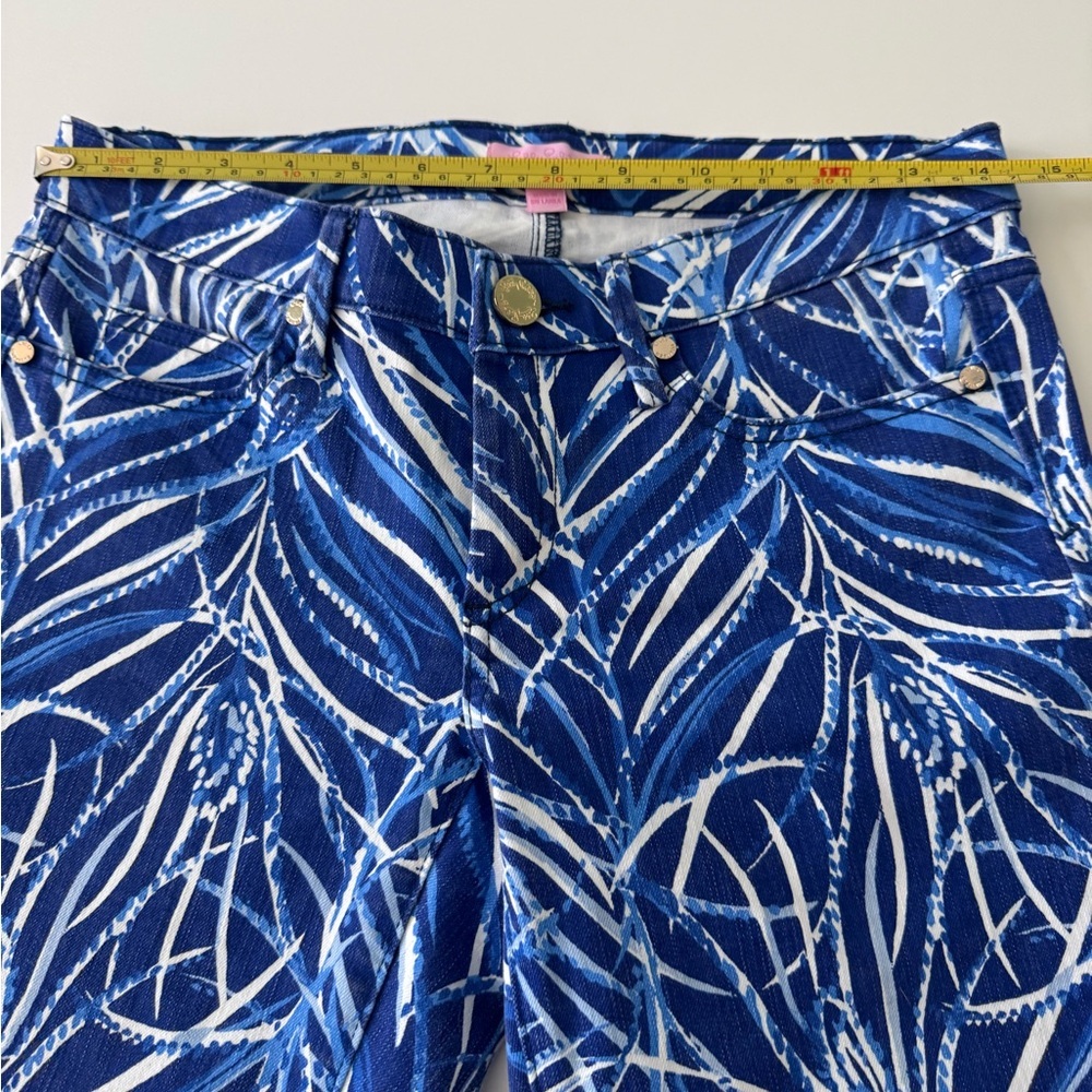 Lilly Pulitzer South Ocean Blue and White Ankle Cropped Jeans - Picture 13 of 15